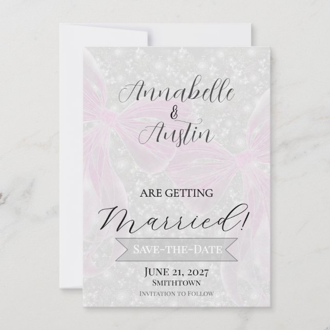 Coquette Ruban Transparent Rose - Faire-Part de Ma (Devant)