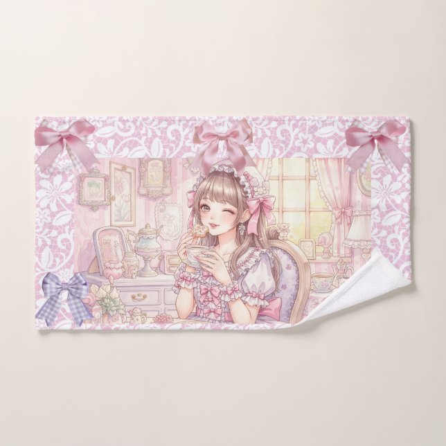 Coquette Tea Time – Pastel Ribbon  (Serviette à main)