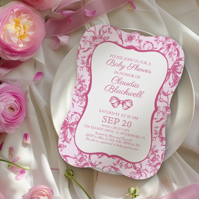 Coquette Toile rose Bébé Douche Invitation (Créateur téléchargé)
