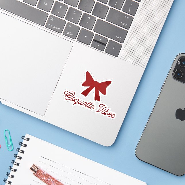 Coquette Vibes Sticker | Cute Bow Aesthetic Sticke (Ordinateur portable avec iPhone)
