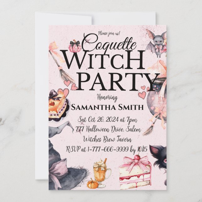 Coquette Witch Party Halloween Invitation (Devant)