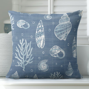 Coquillage bleu et oreiller à lancer de corail