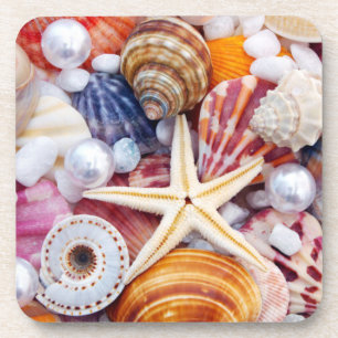 Coquillage coloré dessous de verre en plastique du