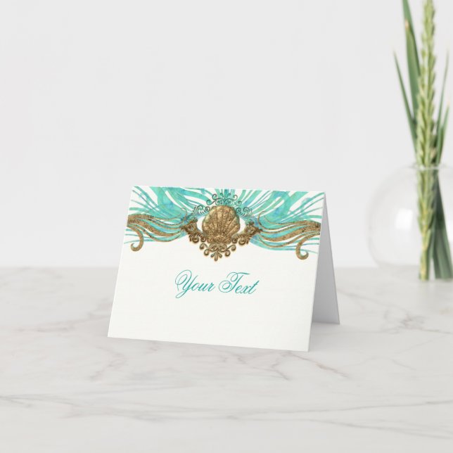 Coquillage de mer or et sarcelle Glam Beach Merci  (Devant)
