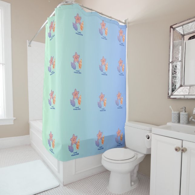 Coquillage et Starfish Rideau de douche dégradé bl (En situation)