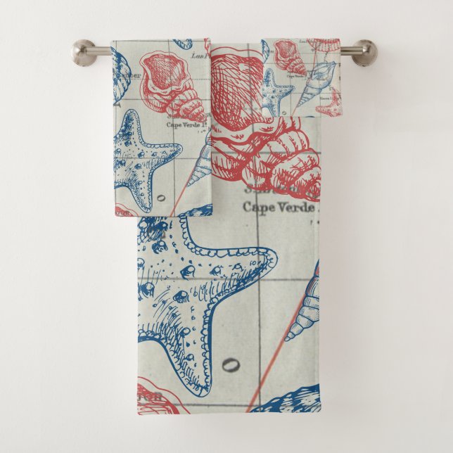Coquillage Marin Rouge Bleu (En situation)
