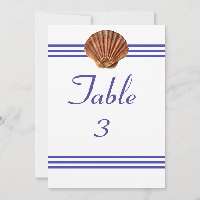 Coquillage nautique - Numéro de table 5x7 (Dos)