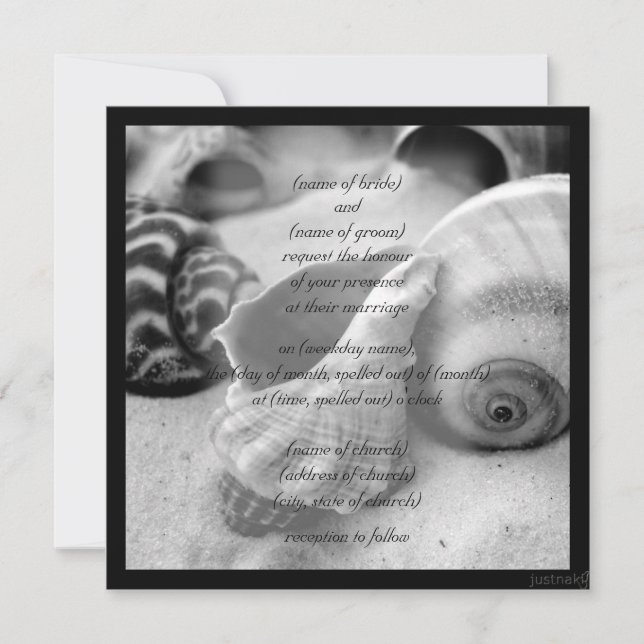coquillage sable blanc bw Invitation (Devant)