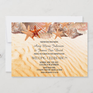 Coquillage sable plage mariage invitations coquill