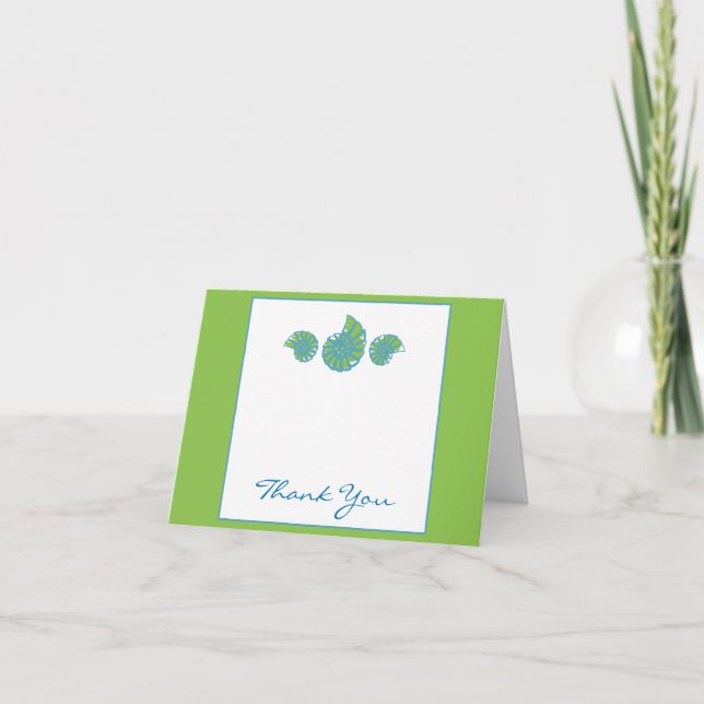 Coquillage turquoise et vert citron Merci (Devant)