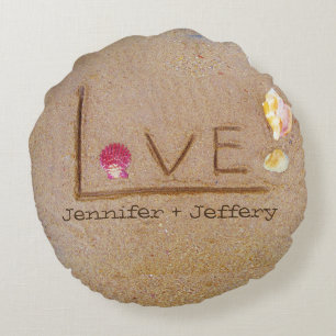 coquillages Amour sur la plage coussin personnalis