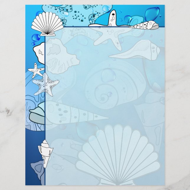 Coquillages Aqua Ocean Letterhead Papeterie (Devant)