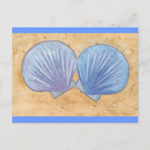 Coquillages bleu violet dans les cartes postales d
