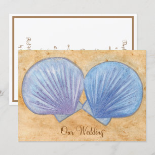 Coquillages bleus et violets Invitations de mariag