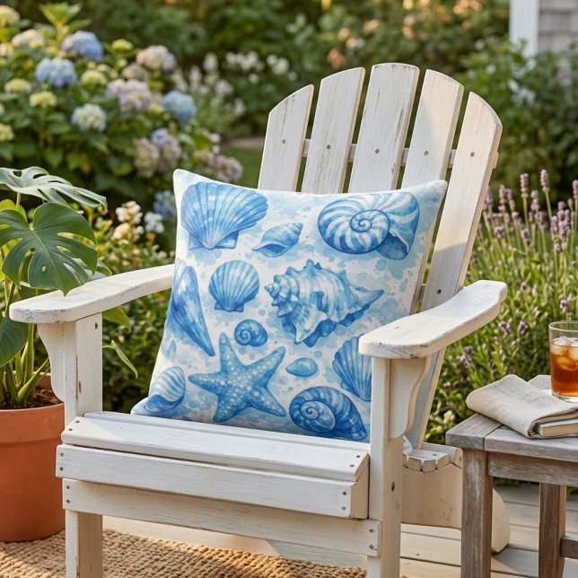 Coquillages bleus. Thème nautique. Coussin décorat (Créateur téléchargé)