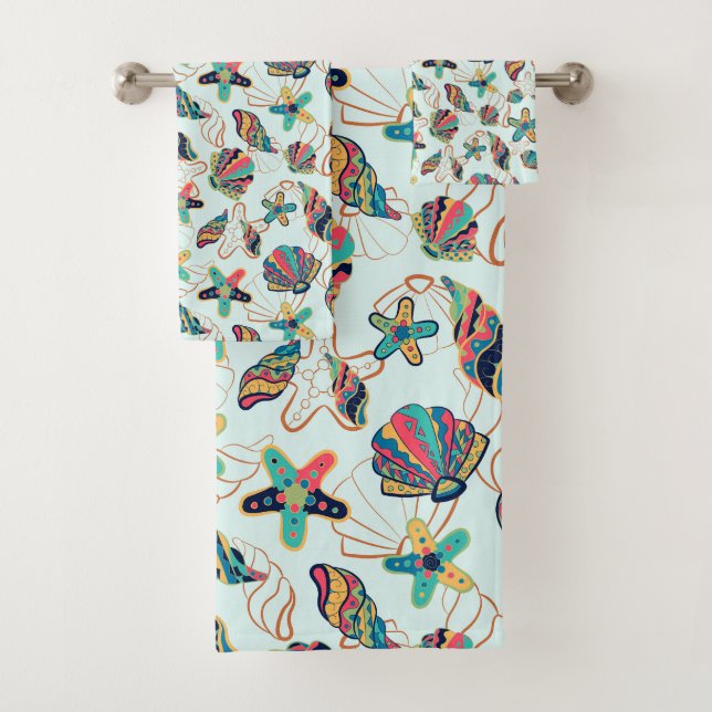 Coquillages colorés Ensemble de serviettes de bain (En situation)