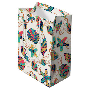 Coquillages colorés sac cadeau moyen