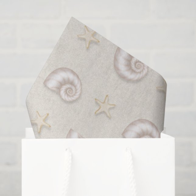 Coquillages dans le papier de soie sablé (Sac cadeau)