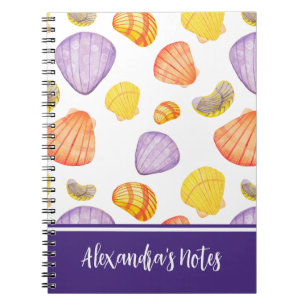 Coquillages d'aquarelle Carnet avec nom