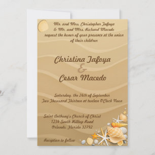 Coquillages de Faire-part de mariage 5x7 sur plage