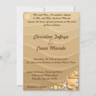 Coquillages de Faire-part de mariage 5x7 sur plage
