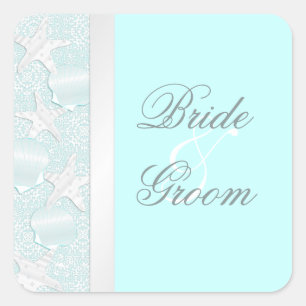 Coquillages de mariage de plage et autocollants de