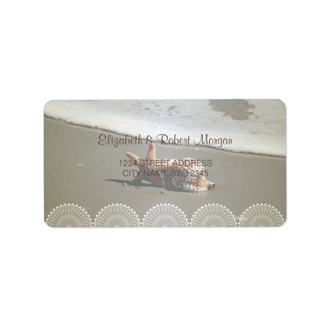 Coquillages de mariage de plage, Étiquette Mariage (Devant)
