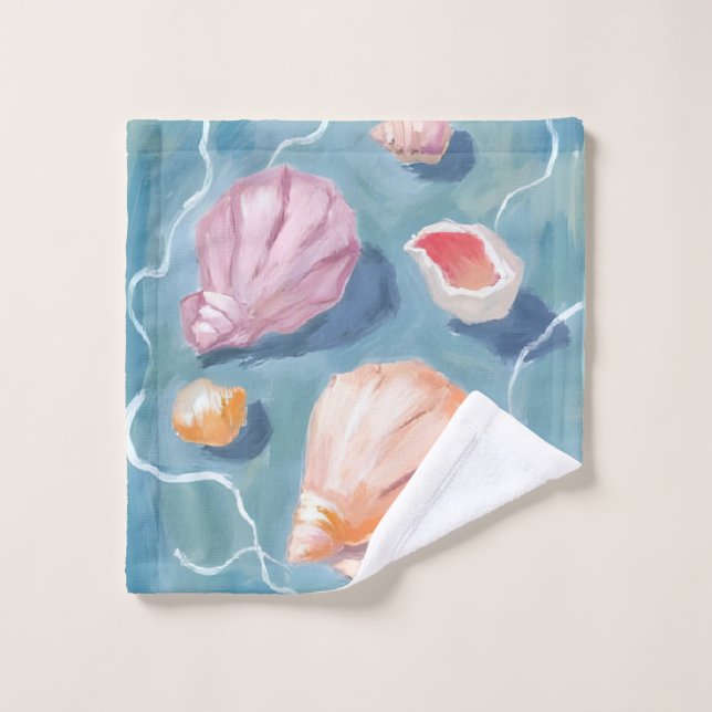 Coquillages de mer aquarelle mer côtière plage (Gant de toilette)