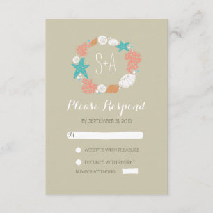 coquillages de plage couronne mariage cartes RSVP