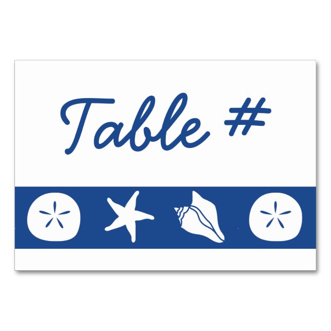 Coquillages d'été dans la carte de table bleue (Devant)