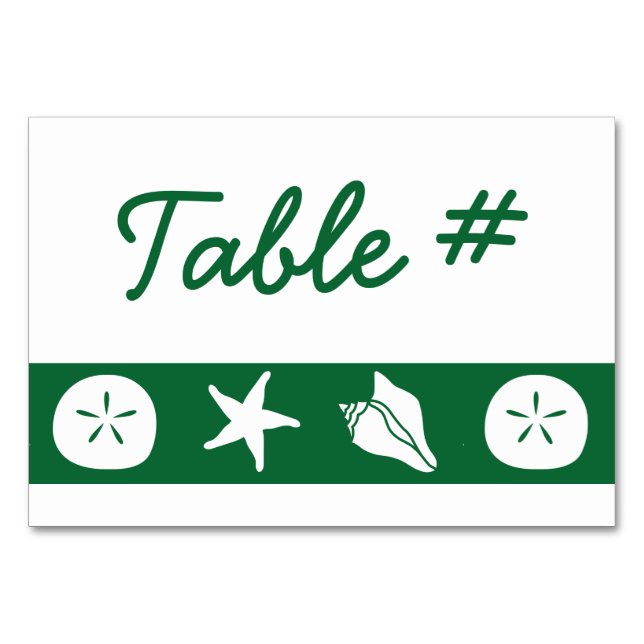 Coquillages d'été dans la carte de table verte (Devant)