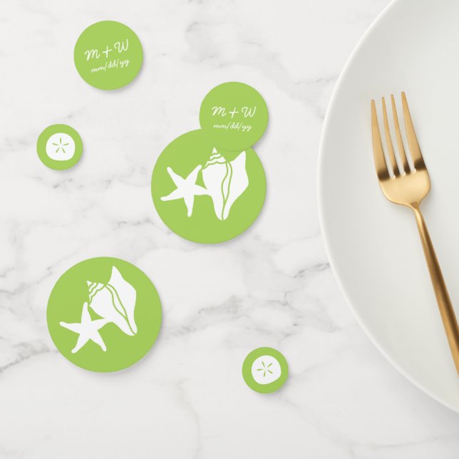 Coquillages d'été dans Peridot Table Confetti (Groupe)
