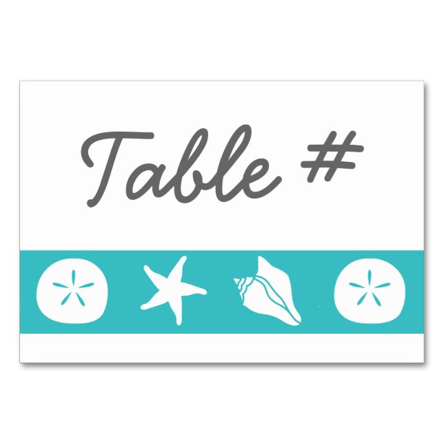 Coquillages d'été en carte de table Turquoise (Devant)