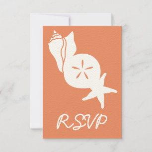 Coquillages d'été en corail carte RSVP