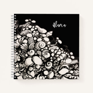 coquillages et cailloux dessinés Carnet spiral