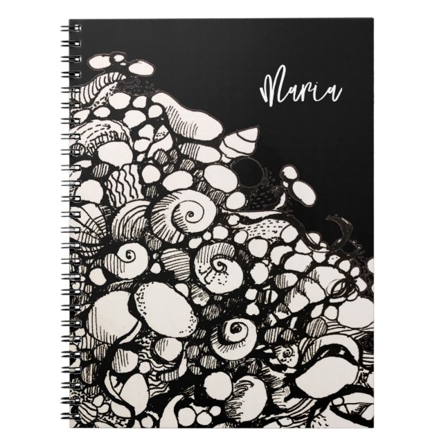 Coquillages et cailloux dessinés Carnet spiral (Devant)