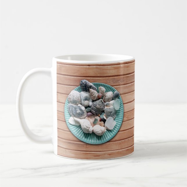 Coquillages et verre de mer Café Mug (Gauche)