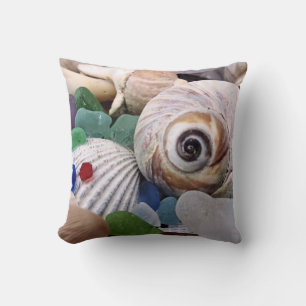 Coquillages et verre de mer - coussin