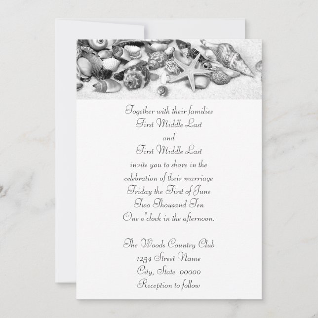 Coquillages Mariage Invitations (Devant)