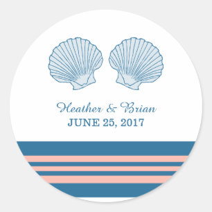 Coquillages marins corail bleu Stickers de mariage