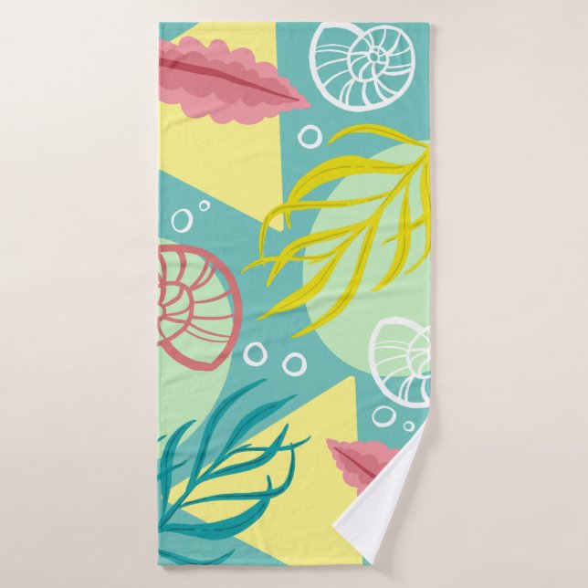 Coquillages marins Geo Nautical | Monogramme (Serviette de bain)