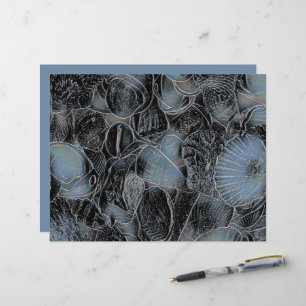 Coquillages Ocean Beach Pastel Blue Black Decoupag