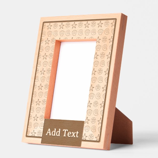 Coquillages Personnalisés Cadre en Bois Gravé (Gauche)