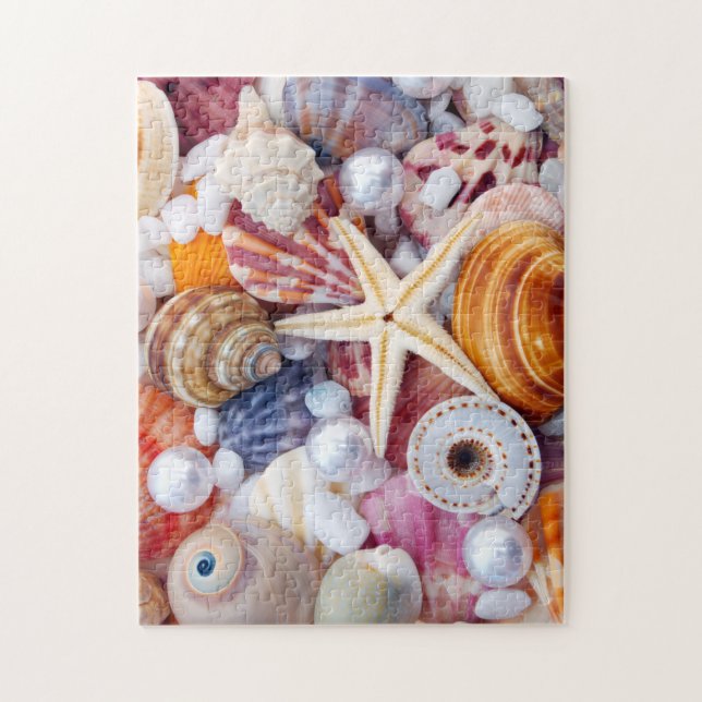 Coquillages sur le puzzle de la plage (Vertical)