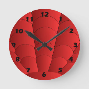 Coquille Art Déco Design Horloge ronde rouge