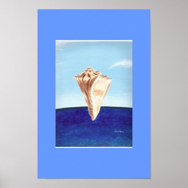 Coquille de conque et peinture de l'océan, affiche (Devant)