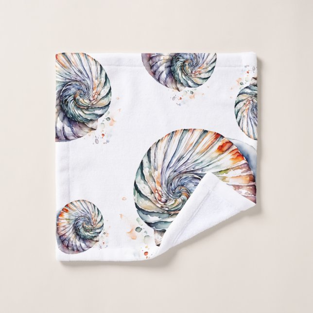 Coquille de coquillage Nautilus Design 357 Aquarel (Gant de toilette)