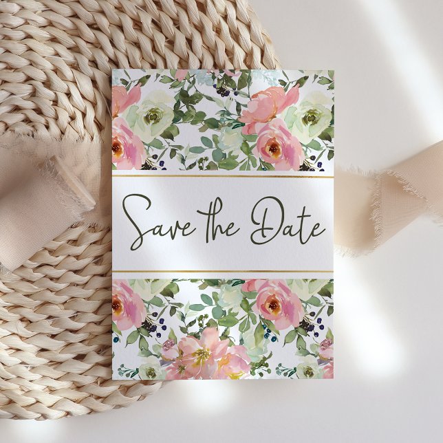 Coquille d'oeuf et Fleurs Roses Save The Date (Créateur téléchargé)