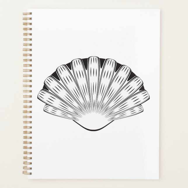 Coquille Saint-Jacques Coquillage Minimaliste Noir (Devant)