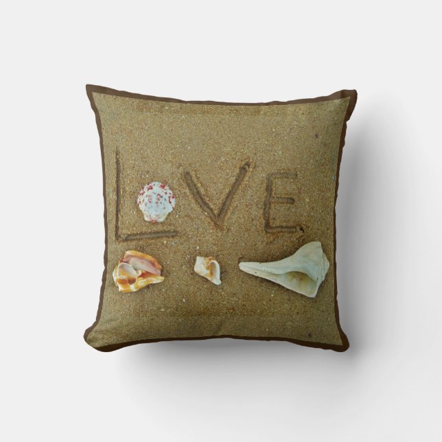 coquilles & Amour sur la plage coussin de mariage  (Recto)